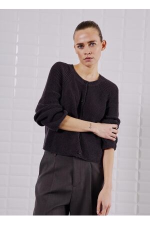 WithBlack WhitBlack wblindiana ls o-neck cardigan Vest suns grey