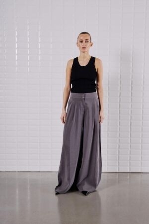 WithBlack WhitBlack wblmaya tailored wide pant Broek suns grey