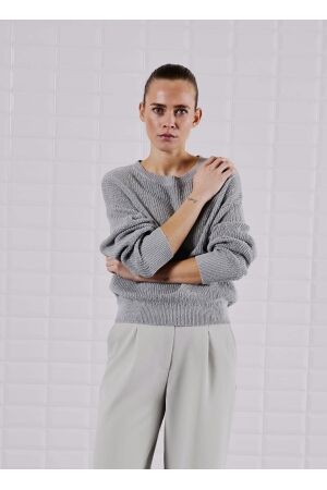 WithBlack WhitBlack wblangel ls o-neck pullover Trui mineral gray