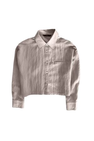 WithBlack WhitBlack wblquinie ls cropped shirt Blouse mineral gray