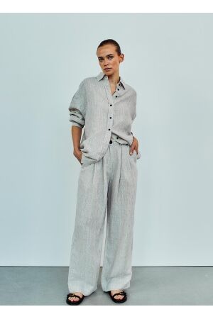 WithBlack WhitBlack wblwillow wide pants Broek birch stripe