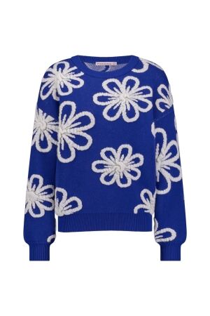 Studio Anneloes Studio Anneloes cassidey flower pullover 12405 Trui 6811 royal blue/off white