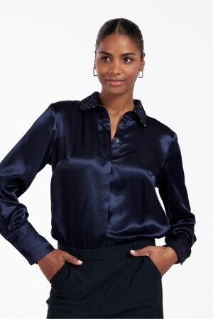 Studio Anneloes Studio Anneloes birdie satin blouse 12355 Blouse 6900 dark blue