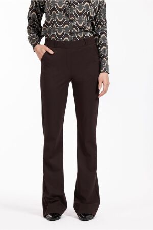 Studio Anneloes Studio Anneloes flair long bonded trousers 12079 Flared 8700 espresso