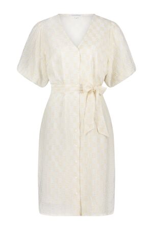 Tramontana Tramontana checked embroidery dress c17-16-501 Jurk 001100 offwhite