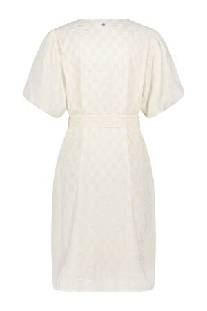 Tramontana Tramontana checked embroidery dress c17-16-501 Jurk 001100 offwhite