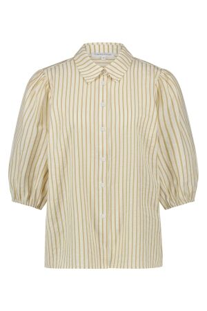Tramontana Tramontana striped puff-sleeved blouse c18-16-301 Blouse 002000 sand