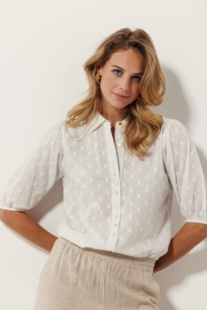 Tramontana Tramontana puff-sleeved blouse a07-16-301 Blouse 001100 offwhite