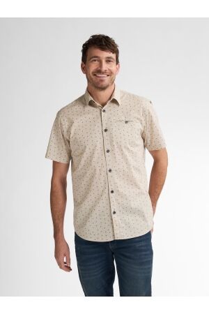 Petrol Petrol men shirt short sleeve aop m-1050-sis430 Overhemd 7130 light tan
