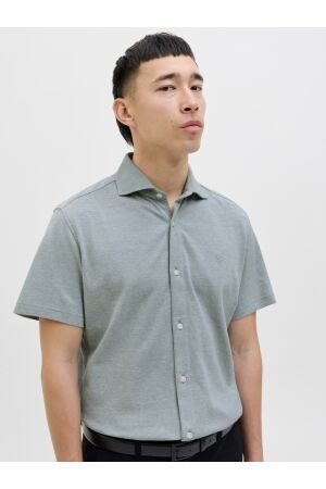Jack & Jones Jack & Jones jprblalance pique s/s shirt smu Overhemd stormy sea