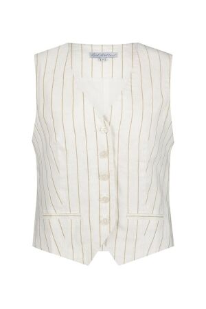 Red Button Red Button waistcoat cotton linen stripe srb4514 Gilets dark sand