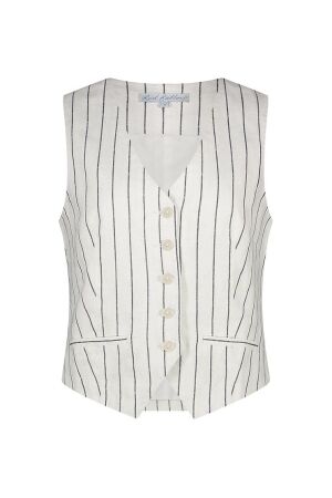Red Button Red Button waistcoat cotton linen stripe srb4514 Gilets navy