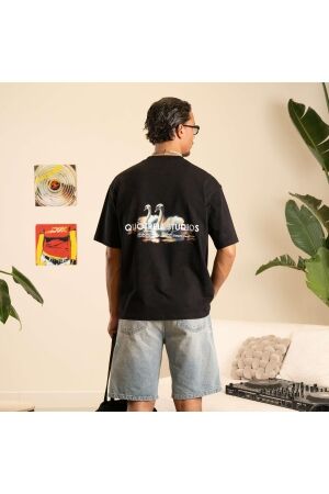 Quotrell Quotrell swan t-shirt th42548 Print T-shirts 0002 black/white