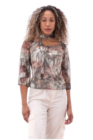 K-Design K-Design off shoulder top met design a252 T-shirt Lange mouw p974