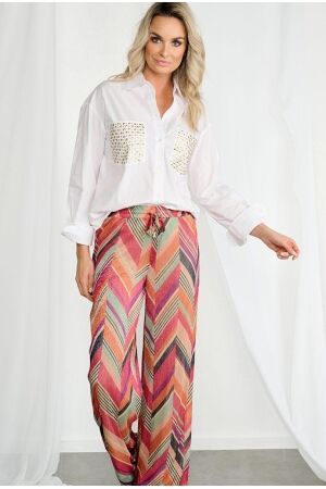 K-Design K-Design oversized blouse met studs a751 Blouse white