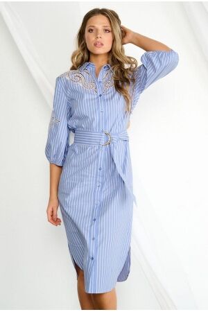 K-Design K-Design maxi jurk met borduursel a760 Jurk blue stripe