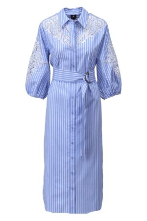 K-Design K-Design maxi jurk met borduursel a760 Jurk blue stripe