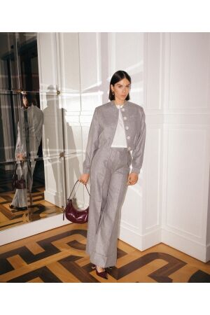 Josh V Josh V jagger wide leg trousers with lurex jv-2412-0604 Broek 519 grey silver