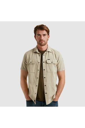 PME Legend PME Legend psis2504220 ctn/linen dobby fugees Overhemd 6386 gray green