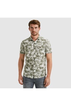 PME Legend PME Legend psis2505228 jersey pique print leaf Overhemd 7003 bright white