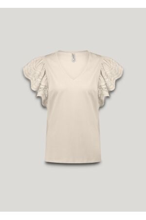 SUMMUM SUMMUM butterfly sleeve top with lace 3s5025-30609 T-shirt Korte mouw 122 ivory