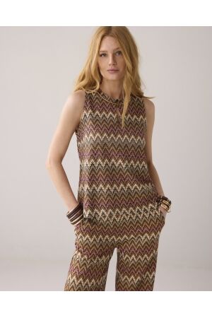 SUMMUM SUMMUM sleeveless zig zag top 3s5143-30698 Tops en Singlets 120 multicolour