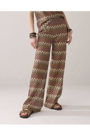 SUMMUM SUMMUM wide leg zig zag pant 4s2807-30698 Broek 120 multicolour