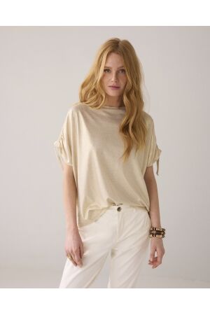 SUMMUM SUMMUM top coated viscose linen 3s5149-30702 T-shirt Korte mouw 122 ivory
