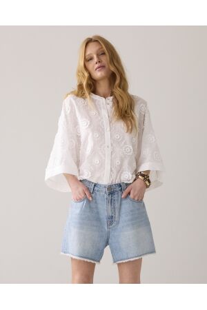 SUMMUM SUMMUM blouse 3d flower 2s3286-12183 Blouse 110 white