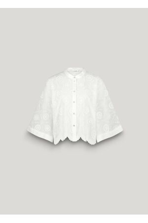 SUMMUM SUMMUM blouse 3d flower 2s3286-12183 Blouse 110 white