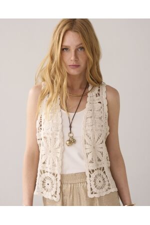 SUMMUM SUMMUM gilet flower crochet knit 7s7921-70021 Gilets 122 ivory