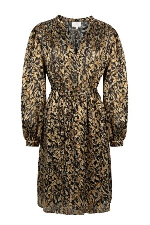 Aaiko Aaiko safra gold leopard vis 517 Jurk 900 black
