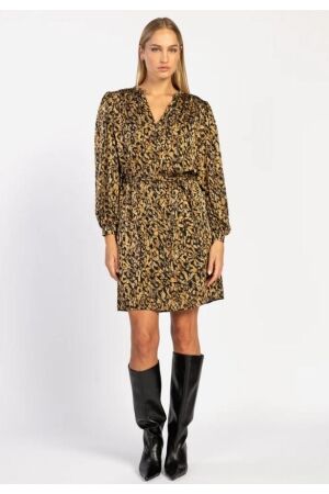 Aaiko Aaiko safra gold leopard vis 517 Jurk 900 black