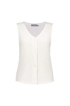Geisha Geisha singlet knit with buttons 54350-41 Tops en Singlets 10 off-white