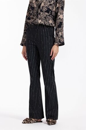 Studio Anneloes Studio Anneloes flair pinstripe trousers 12444 Flared 9022 black/latte