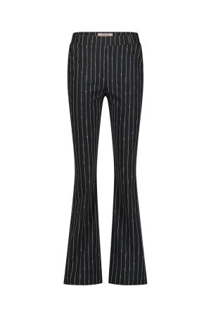 Studio Anneloes Studio Anneloes flair pinstripe trousers 12444 Flared 9022 black/latte