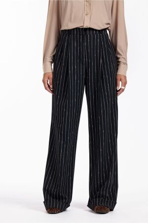 Studio Anneloes Studio Anneloes jobke pinstripe trousers 12446 Broek 9022 black/latte