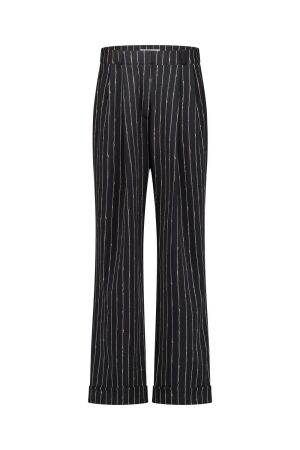 Studio Anneloes Studio Anneloes jobke pinstripe trousers 12446 Broek 9022 black/latte