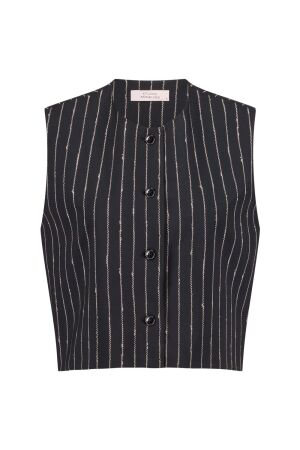 Studio Anneloes Studio Anneloes sjuul pinstripe gilet 12447 Gilets 9022 black/latte