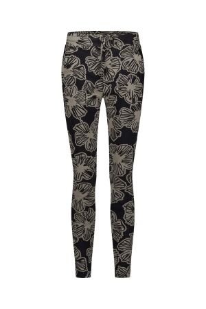 Studio Anneloes Studio Anneloes stairdown flower trousers 12451 Broek 9022 black/latte