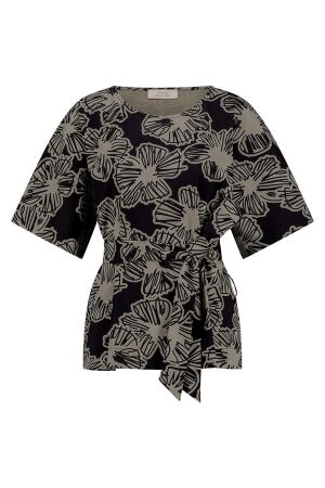 Studio Anneloes Studio Anneloes iren flower top 12452 T-shirt Korte mouw 9022 black/latte