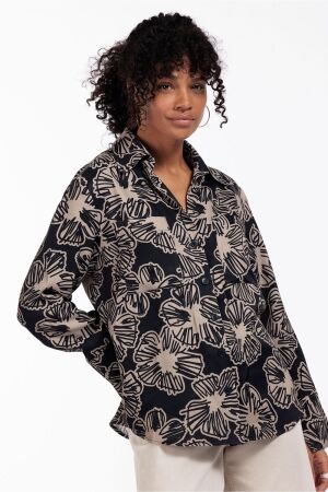 Studio Anneloes Studio Anneloes ragna flower satin blouse 12453 Blouse 2290 latte/black 2290 latte/black