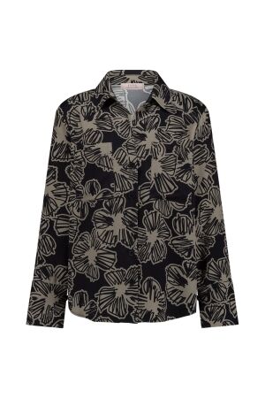 Studio Anneloes Studio Anneloes ragna flower satin blouse 12453 Blouse 2290 latte/black