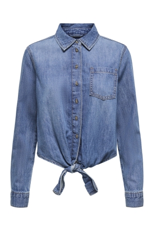 Only Only onlsevigny lecey ls knot dnm shirt akm Blouse medium blue denim