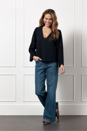 Studio Anneloes Studio Anneloes cilou bonded top 12513 T-shirt Lange mouw 6900 dark blue