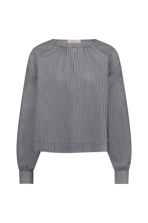 Studio Anneloes Studio Anneloes babs poplin stripe top 12532 T-shirt Lange mouw 1169 off white/dark blue