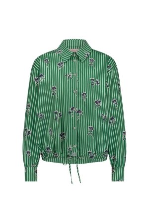 Studio Anneloes Studio Anneloes dio poplin flower stripe blouse 12548 Blouse 7911 clover green/off white