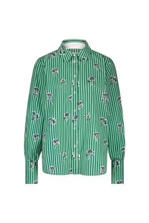 Studio Anneloes Studio Anneloes liona poplin flower stripe blouse 12549 Blouse 7911 clover green/off white
