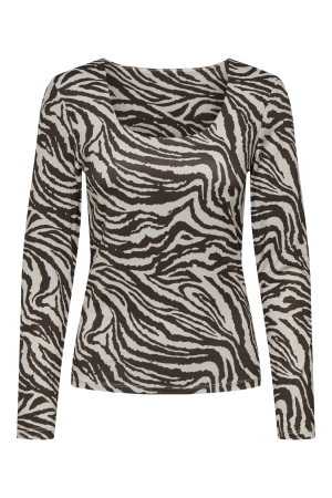 Only Only onllone aop l/s two way top jrs T-shirt Lange mouw demitasse zebra