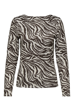 Only Only onllone aop l/s two way top jrs T-shirt Lange mouw demitasse zebra